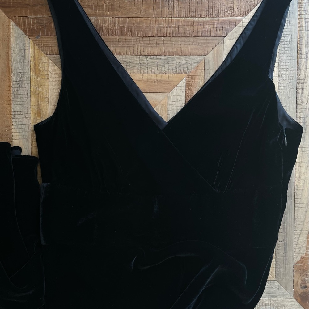 J Crew Factory, Size 8 Black Velvety stretch midi, sleeveless dress. NWT